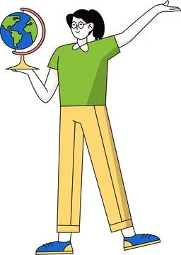 Students bring globe geography class Stock Illustration