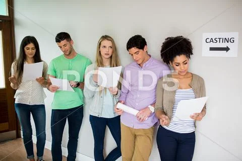 Students at a casting call for a play Stock Photos
