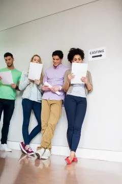 Students at a casting call for a play Stock Photos