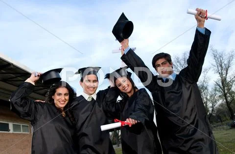 Students celebrating their graduation Stock Photos