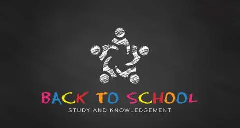 Students in Chalk. Black board Back to school. Vector Illustrazione stock