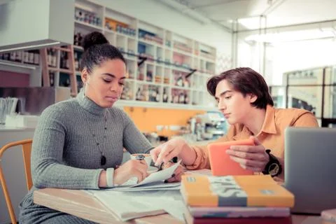 Students checking their test answers online using a tablet Stock Photos