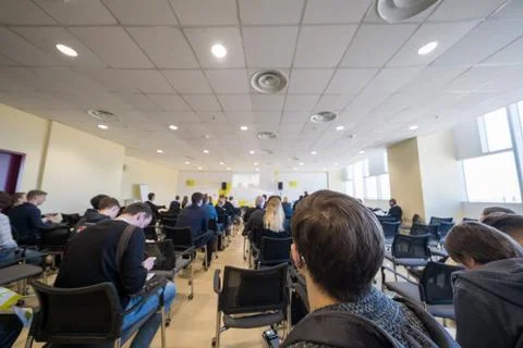 Students in class during a lecture Stock Photos