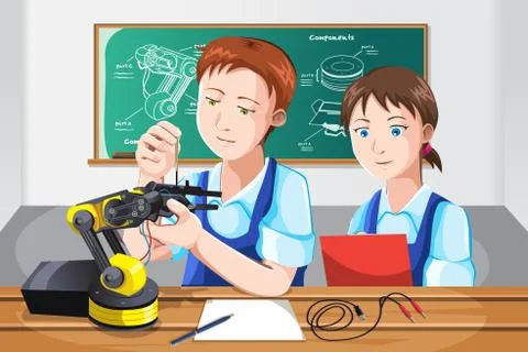 Students in class Stock Illustration