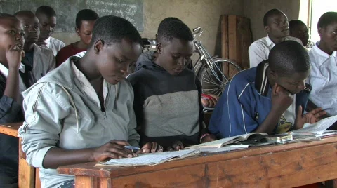 Students in class in Rwanda, Africa Stock Footage 113800