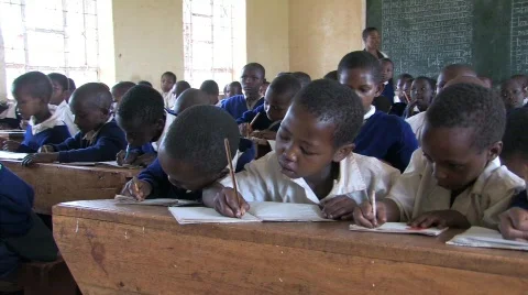 Students in class in a school in Tanzania Stock Footage 728334