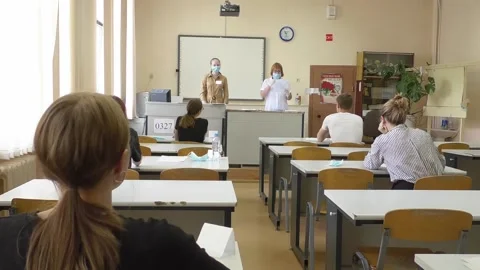Students in the class take state exams Stock Footage 135855846