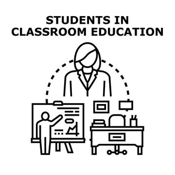 Students in classroom education concept vector illustration Stock Illustration