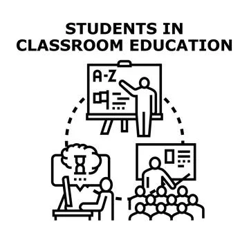 Students in classroom education learning teaching concepts Stock Illustration