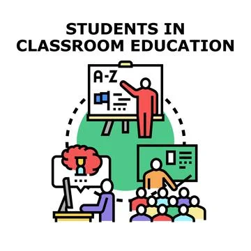 Students in classroom education learning teaching concepts Stock Illustration