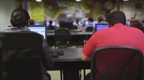 Students in classroom learning with computers Stock Footage 63557087
