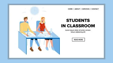 Students In Classroom University Education Vector Illustration Stock Illustration