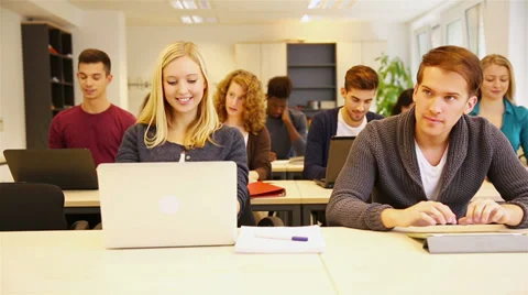 Students in classroom using computer Stock Footage 33468522