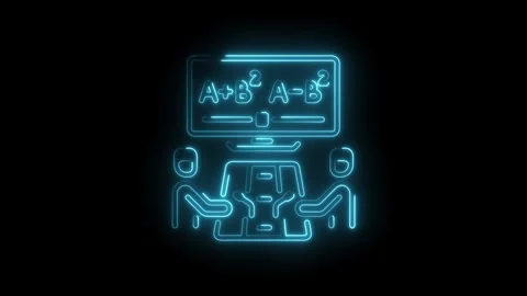Students collaborating with glowing math formulas on screen online education Video stock 322994117