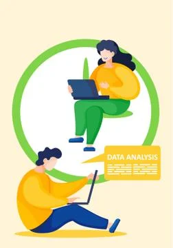 Students collect and form statistics data, make analytics analysis. Creative Stock Illustration