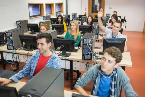 Students in the college computer room Stock Photos