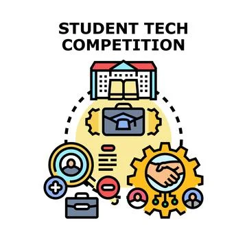 Students competing in technological academic career development Stock Illustration