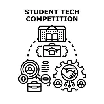 Students competing in technological academic career development Stock Illustration