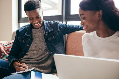 Students completing their class assignment Stock Photos