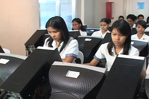 Students at the computer class Stock Footage 240141