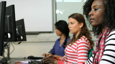 Students in computer classroom Stock Footage 832427
