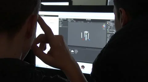 Students in a computer classroom working with unity software for game designing. 스톡 동영상 48709568