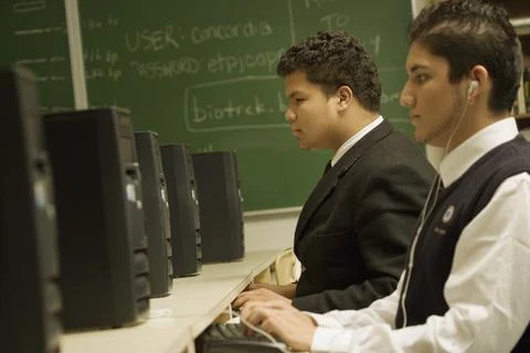 Students In A Computer Lab Stock Photos