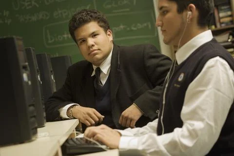 Students In A Computer Lab Stock Photos