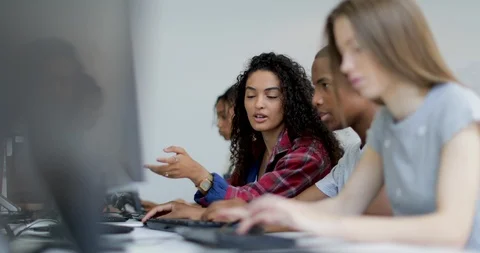 Students in a computer science class Stock Footage 93157912