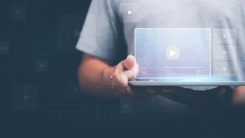 Students conduct online video training,through digital multimedia technolog.. Stock Photos