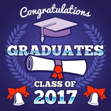 Students congratulating graduation vector background. Graduates ceremony poster Stockillustratie