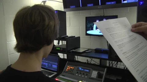 Students in control to teleprompter Stock Footage