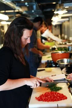 Students at cooking lessons Stock Photos