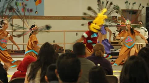 Students dancing pre hispanic dances Stock Footage 11636512