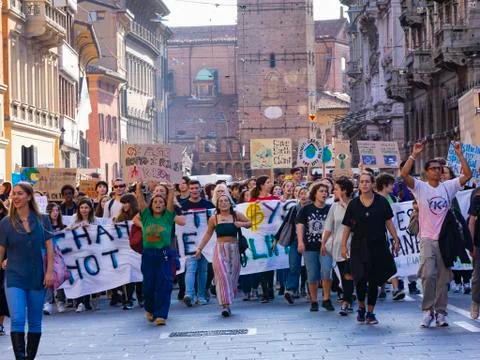 Students demonstrate for Earth and climate change in Italy Stock Photos