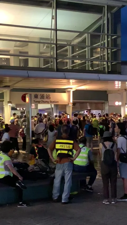 Students demonstration at a train station in Hong Kong Stock-Footage 341622749