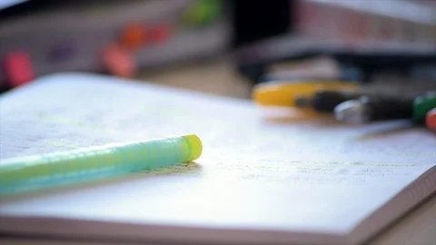 Student's Desk Close Up Stock Footage 90137496