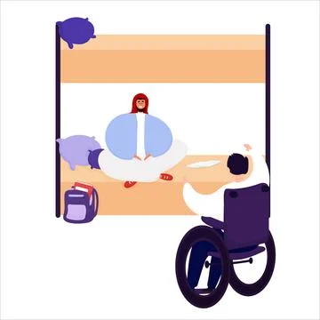 Students of different races together in a hostel Stock Illustration