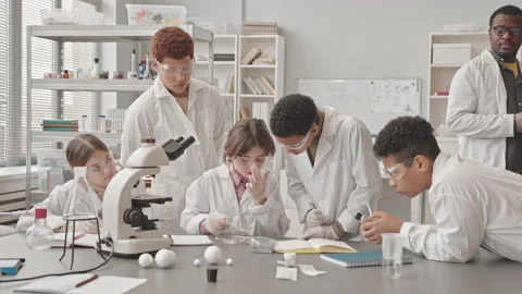 Students Doing Lab Research at Science Class Stock Footage 171120426