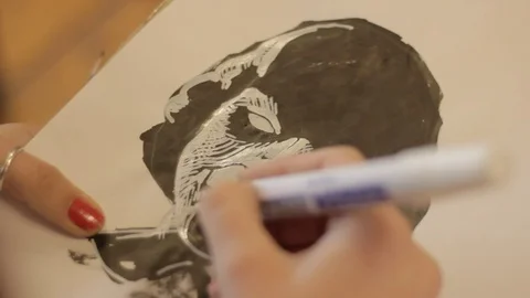 Students draw and make sculptures Stock Footage 104885157