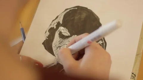 Students draw and make sculptures Stock Footage 104885444