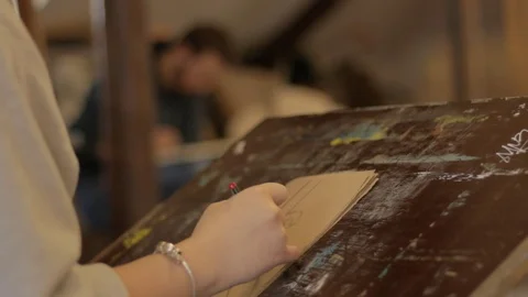 Students draw and make sculptures Stock Footage 104889936