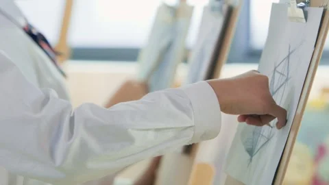 Students draw sketches in art class Stock Footage 268189364
