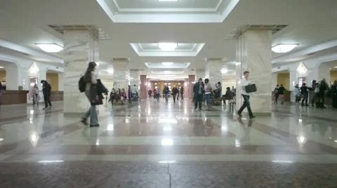 Students in dressing hall of main library Moscow State University Stock-Footage 8907121