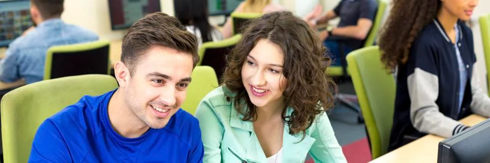 Students during computer lessons Foto stock