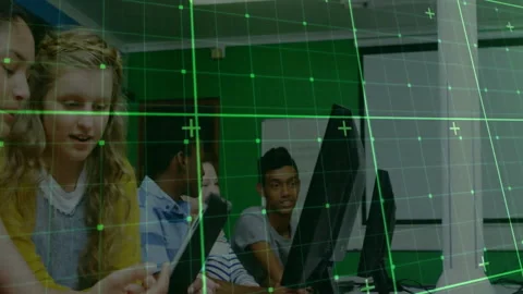 Students entering computer lab using mon... | Stock Video | Pond5