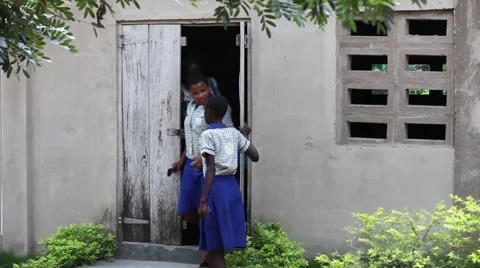 STUDENTS EXIT CLASSROOM 3 Stock Footage 60523028