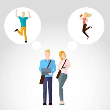 Students Flat Illustration Stock Illustration