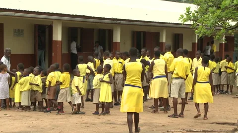 STUDENTS GATHER FOR MORNING ASSEMBLY Stock Footage 60115515