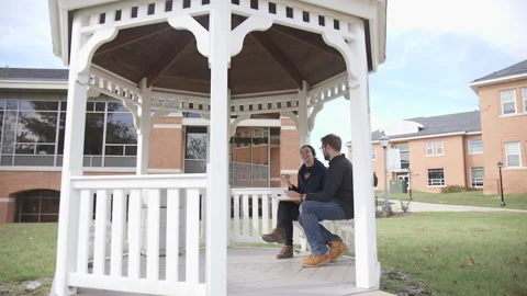 Students at gazebo 01 Stock Footage 134208702